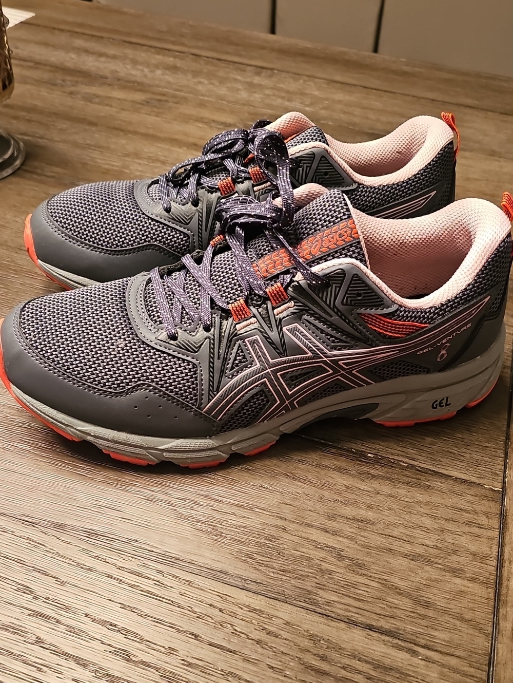 ASICS Women’s GEL- Venture 8 Gray and Coral Athletic Running Shoes
